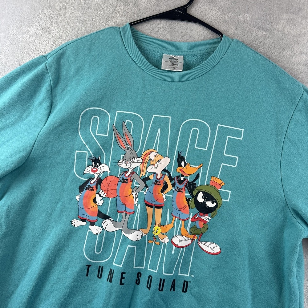 Vintage Space Jam Tune Squad Sweatshirt Mens Large Blue Green Graphic Pullover